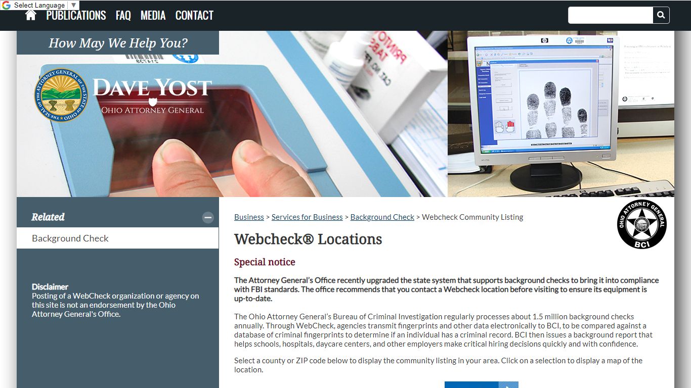 Webcheck Community Listing - Ohio Attorney General Dave Yost